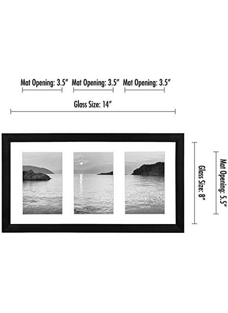 Americanflat 4x6 Collage Picture Frame with ShatterResistant Glass  Fits Three 4x6 Photos or Use as One 8x14 Picture Frame  Signature Collection  Collage Frames for Tabletop and Wall  Black