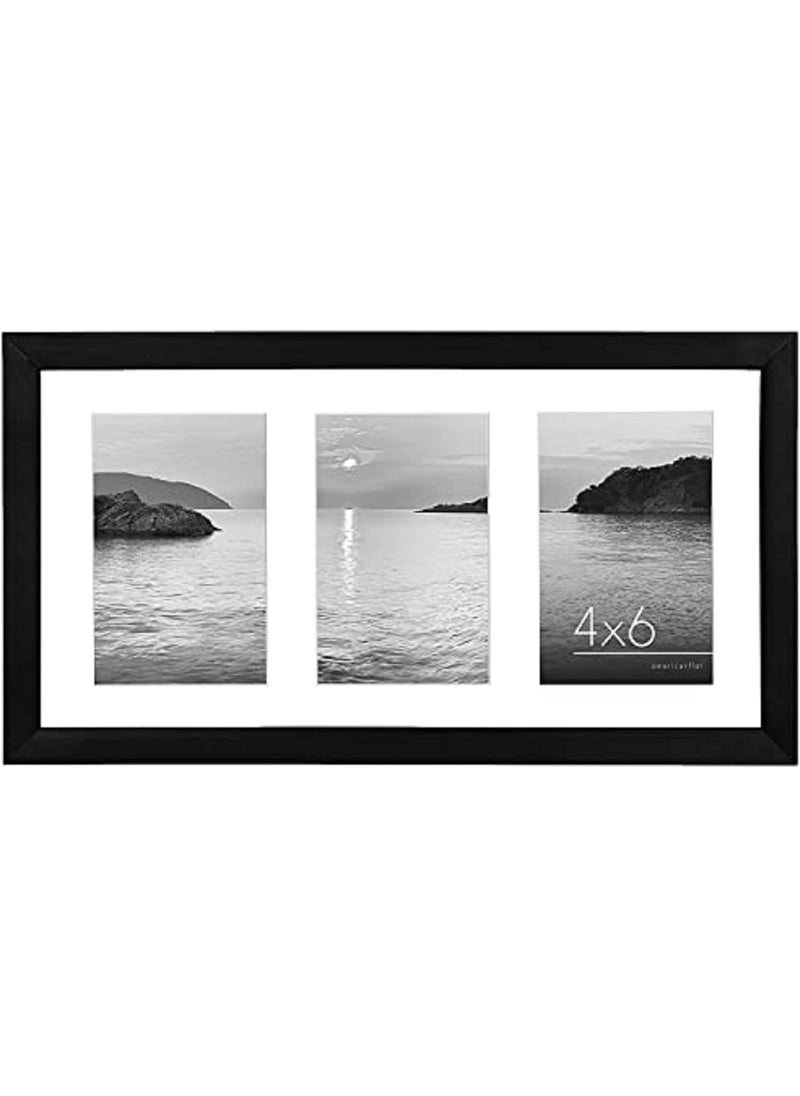 Americanflat 4x6 Collage Picture Frame with ShatterResistant Glass  Fits Three 4x6 Photos or Use as One 8x14 Picture Frame  Signature Collection  Collage Frames for Tabletop and Wall  Black