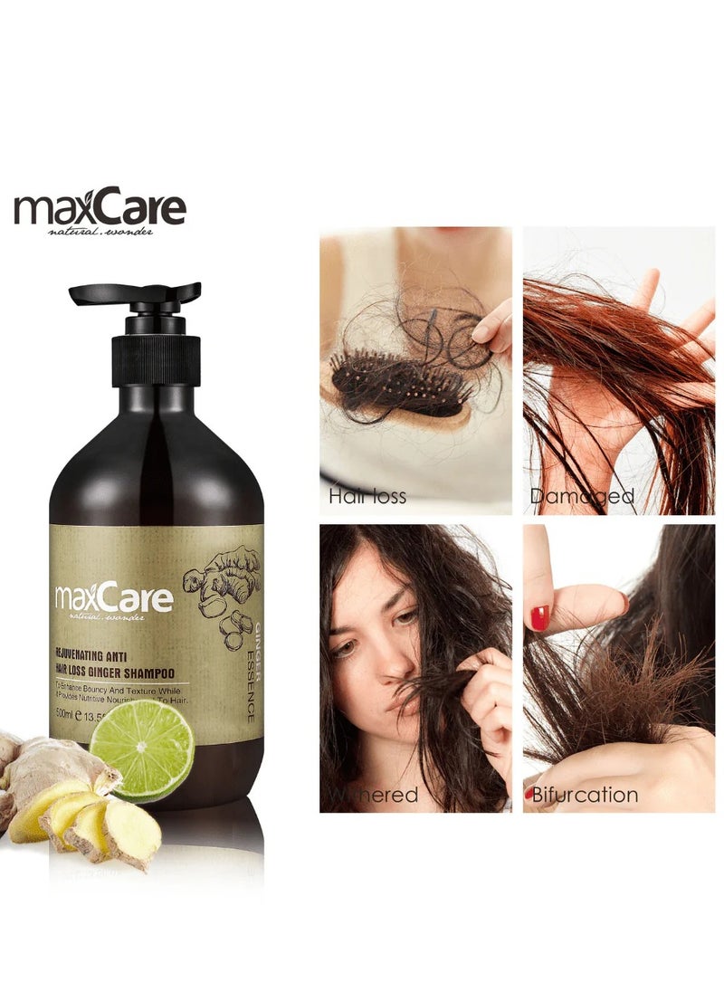 Maxcare Ginger Power Anti Hair Loss Shampoo 500ml – Rejuvenating Herbal Formula for Stronger, Fuller Hair