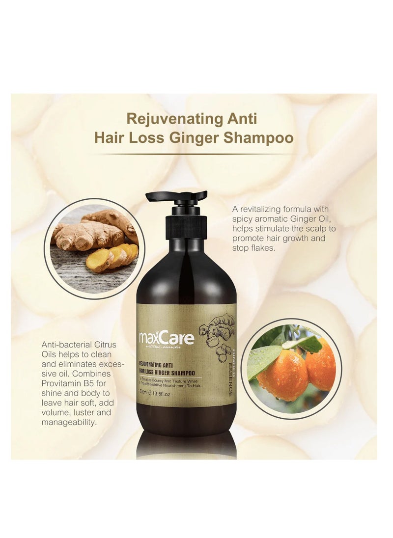 Maxcare Ginger Power Anti Hair Loss Shampoo 500ml – Rejuvenating Herbal Formula for Stronger, Fuller Hair