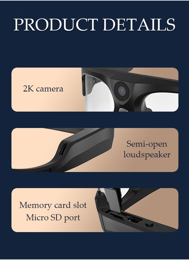 Smart Glasses, DV Bluetooth Glasses with 32G card Wireless Bluetooth Headset Waterproof Compatible with Smart Phones Easy to Make Phone Calls and Videos,Listen to Music Polarized Lenses