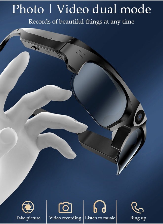 Smart Glasses, DV Bluetooth Glasses with 32G card Wireless Bluetooth Headset Waterproof Compatible with Smart Phones Easy to Make Phone Calls and Videos,Listen to Music Polarized Lenses