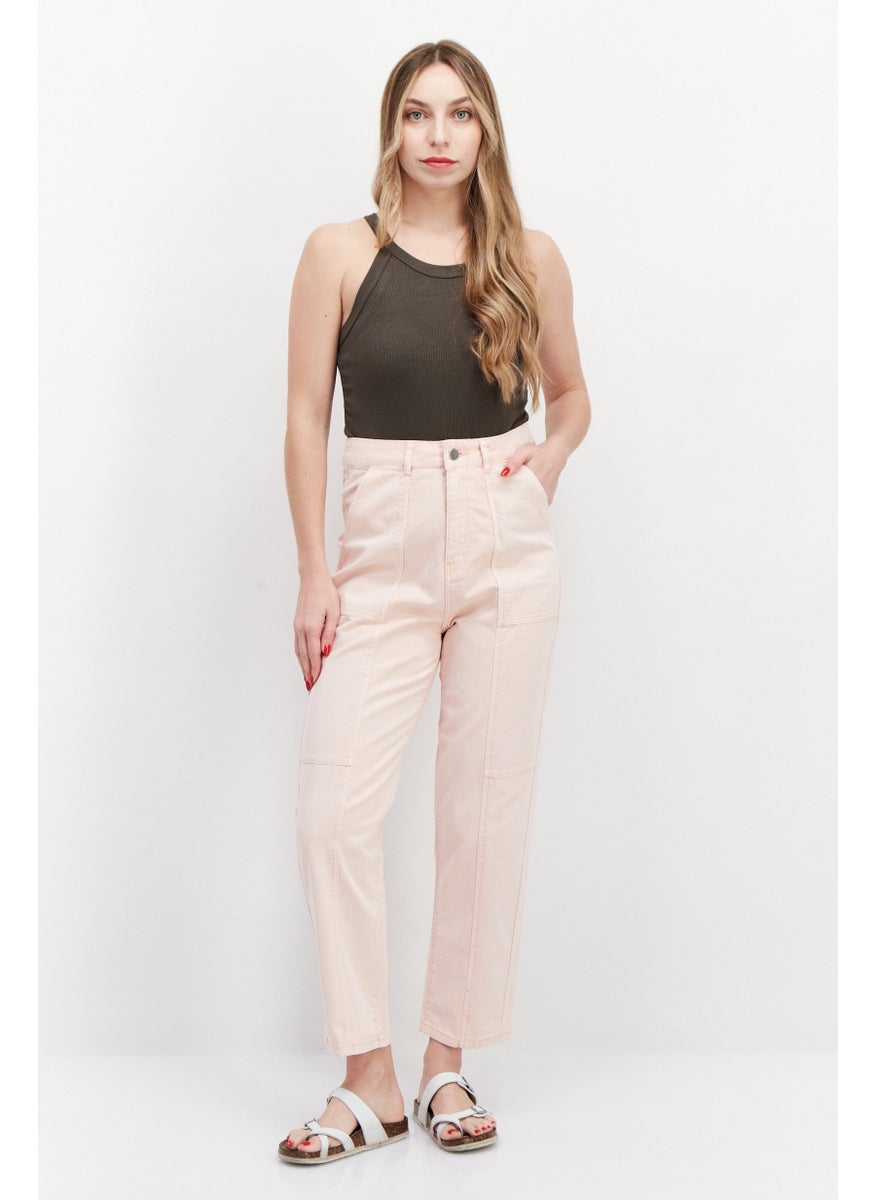 Women Fashion Fit Non Stretchable Denim Jean, Light Pink
