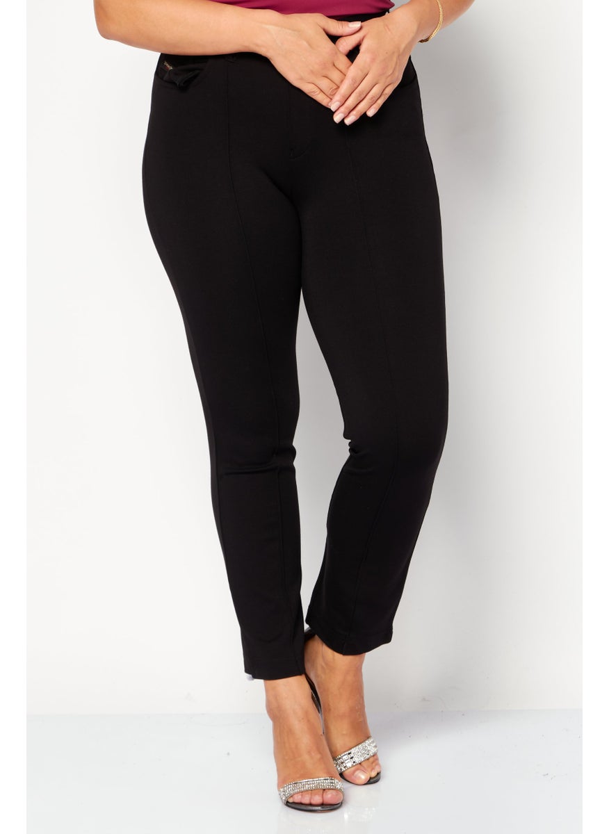 Women P-CUPERY Straight Leg Plain Pants, Black
