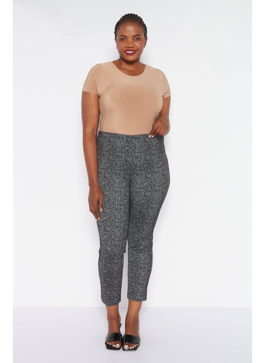 Women Plus Size Pull On Textured Trouser Pant, Black