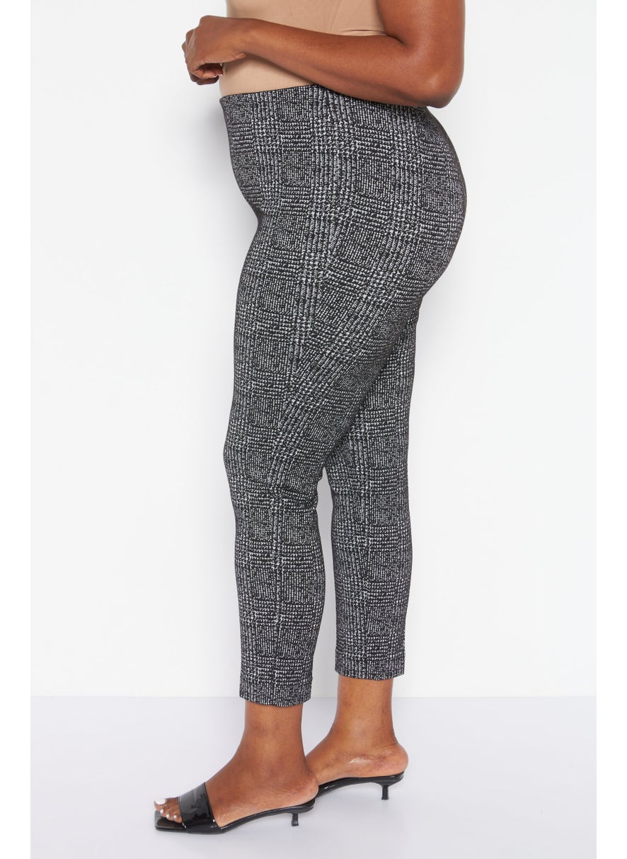 Women Plus Size Pull On Textured Trouser Pant, Black