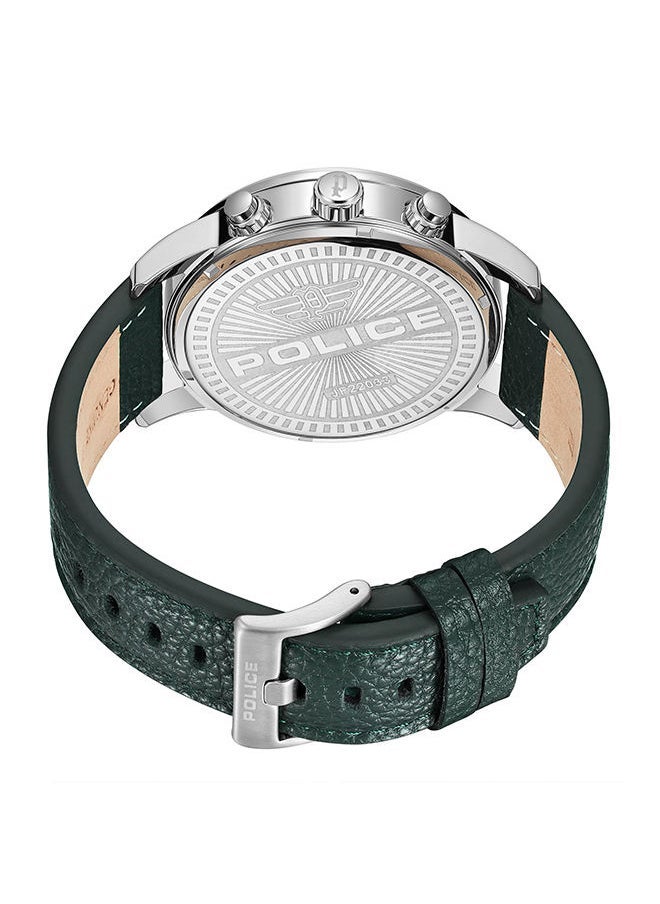 Lanshu 48mm Men's Multifunction Watch with Green Leather Strap