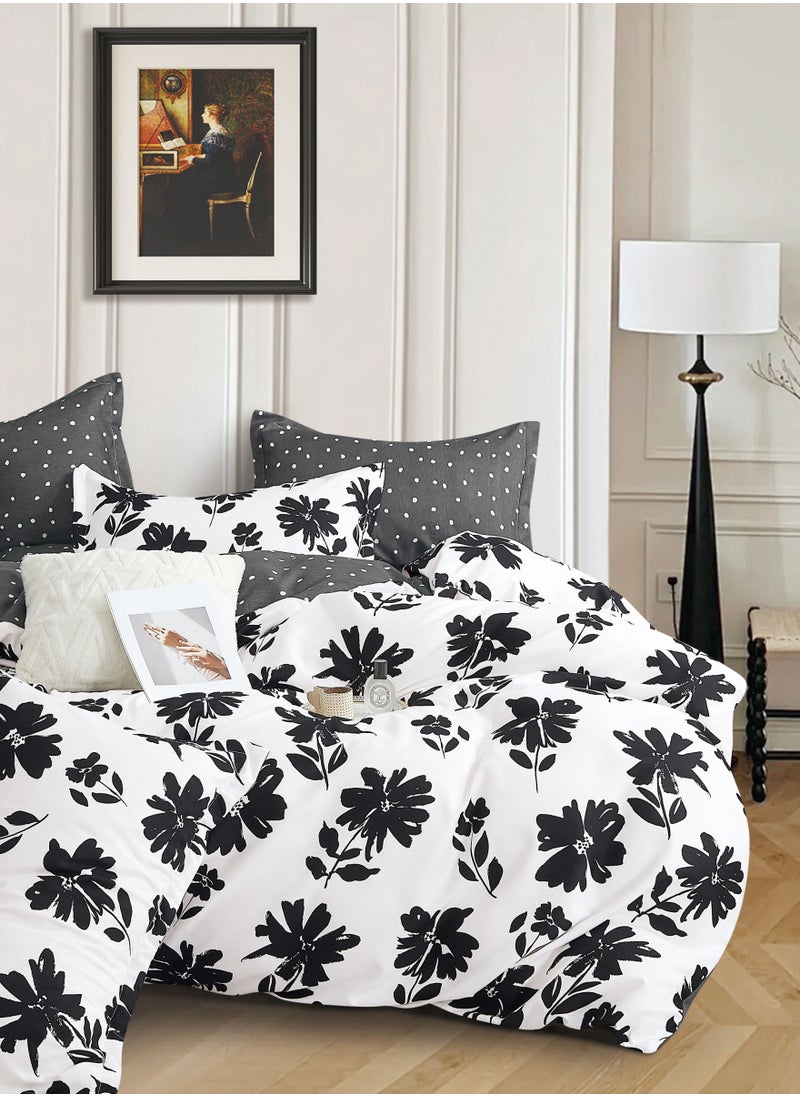 Printed Duvet Set, King Size 220x240 cm - 6-Pcs Bed Set, Microfiber Fabric - 1 Duvet Cover, 1 Fitted Sheet, 2 Pillow Shams, 2 Pillowcases (Filler Not Included)