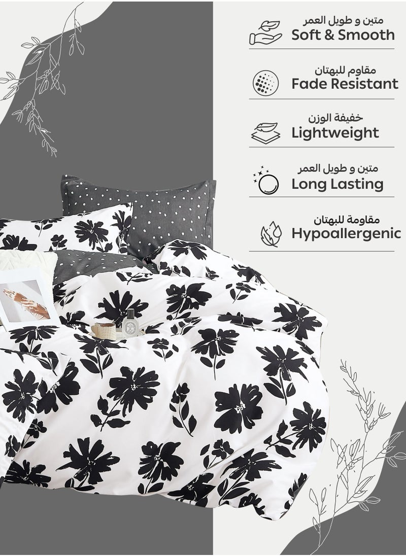 Printed Duvet Set, King Size 220x240 cm - 6-Pcs Bed Set, Microfiber Fabric - 1 Duvet Cover, 1 Fitted Sheet, 2 Pillow Shams, 2 Pillowcases (Filler Not Included)