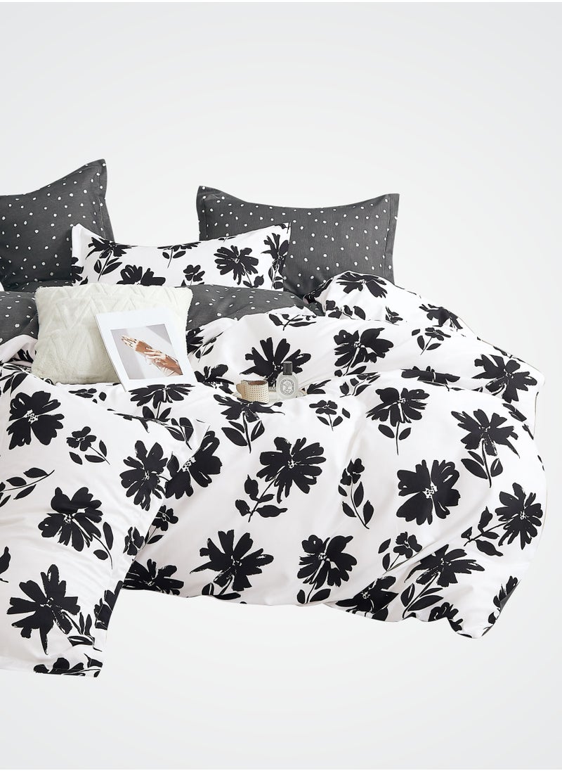 Printed Duvet Set, King Size 220x240 cm - 6-Pcs Bed Set, Microfiber Fabric - 1 Duvet Cover, 1 Fitted Sheet, 2 Pillow Shams, 2 Pillowcases (Filler Not Included)