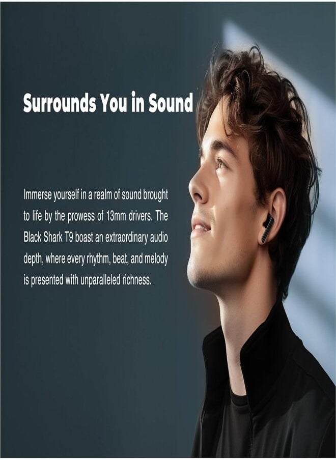 Excelent Bluetooth Wireless Earphone With Bluetooth 5.3 Connectivity, Gaming Mode, Active Noise Cancellation and 40 Hours Battery Life T9 - Black