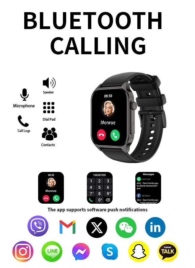 Korean Brand X5S Smart Watch,Business Smartwatch,Waterproof Fitness Watch, Bluetooth Calling,Smart watch for Men, Zinc Alloy Vacuum Plating, Heart Rate Monitoring,Smart watch for women Black