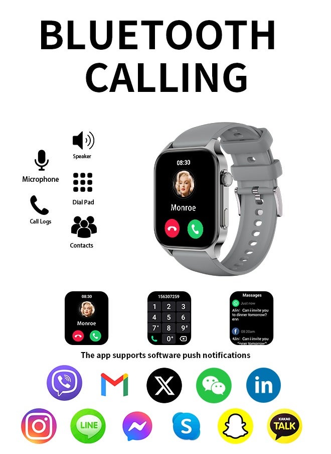 Korean Brand X5S Smart Watch Business Smartwatch,Waterproof Fitness Watch, Bluetooth Calling,Smart watch for Men, Zinc Alloy Vacuum Plating, Heart Rate Monitoring,Smart watch for Women Silver