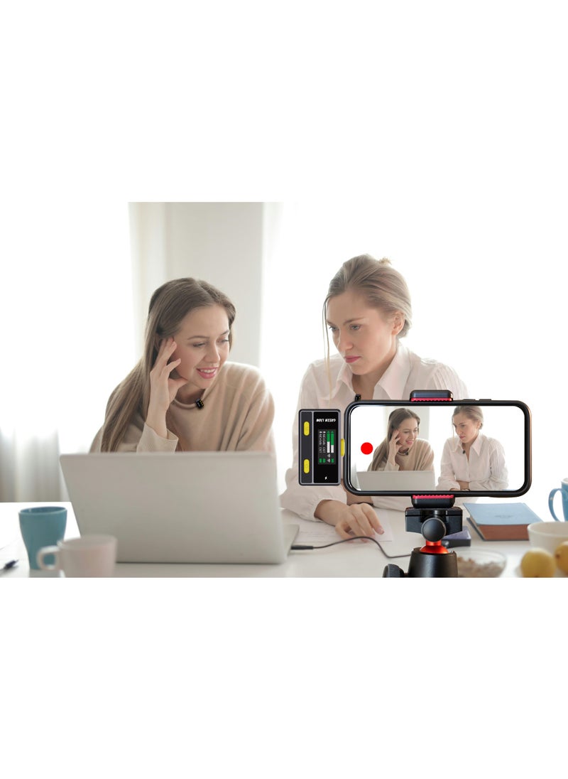 Wireless Microphone With Remote Control Lightning / Real-Time Monitoring / Digital Display / High-Quality Sound Capture/ Environment Noise Cancellation / Clear and Precise Audio - Black