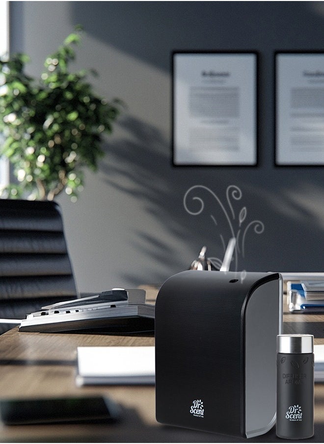 Dr Scent Essential Oil Diffuser – Elegant | Sophisticated Design, 100m²-300m³ Coverage, Bluetooth & App Control, Infuses Fragrance to Enhance Your Environment (Black-Silver)