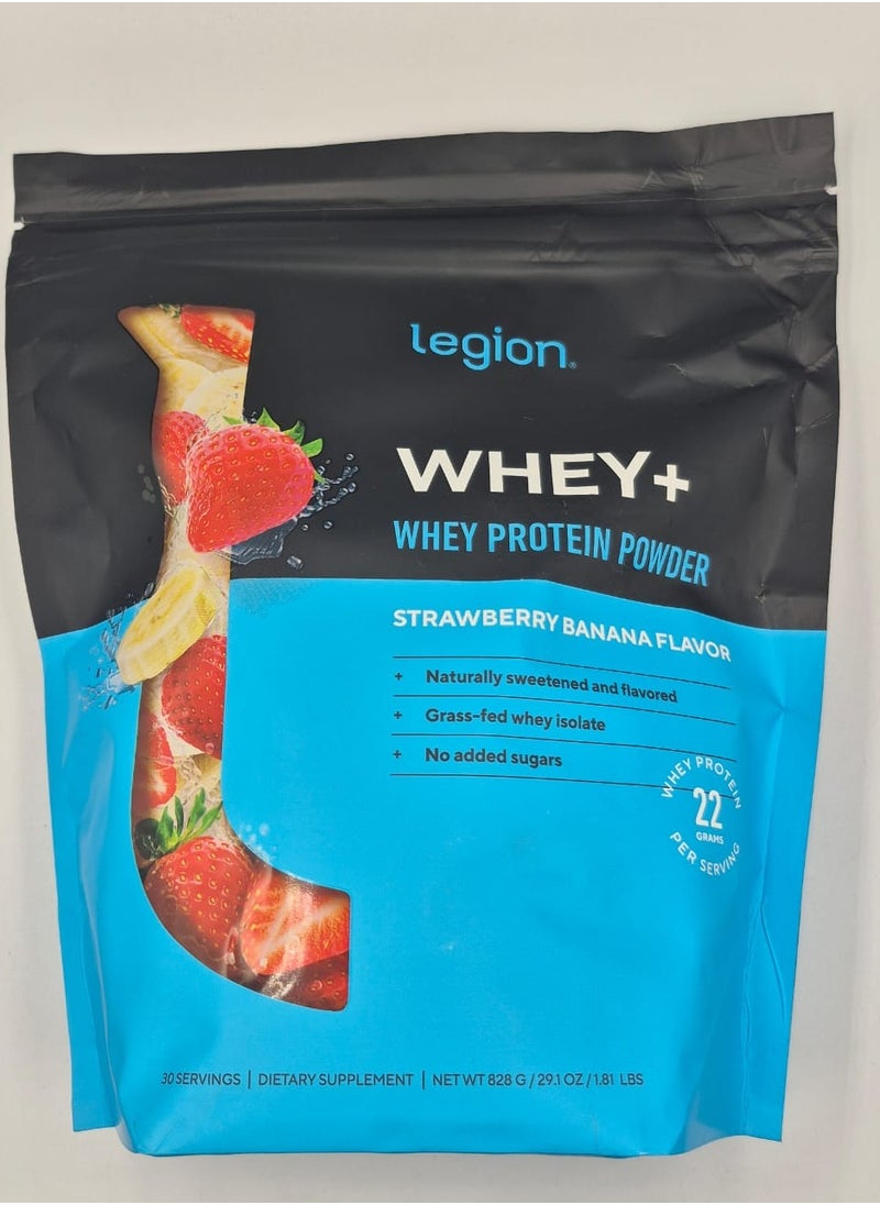 Whey + Protein Powder Strawberry Banana Flavor Naturally Sweetened And Flavored Grass fed Isolate 30 Servings 1.81 Lbs