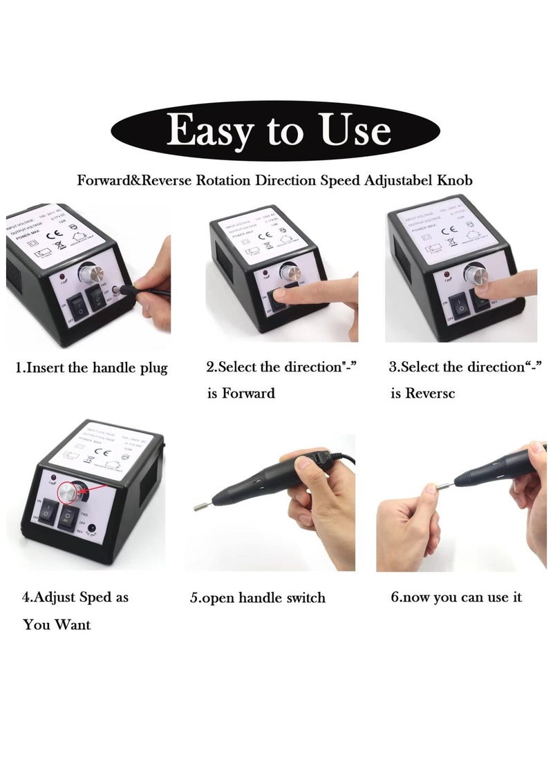 Nail Drill Machine Set with Little Electric Manicure 20000RPM Nail Drill Pedicure Machine Nail File Art Tools Kit Portable Manicure Pedicure Drill Machine