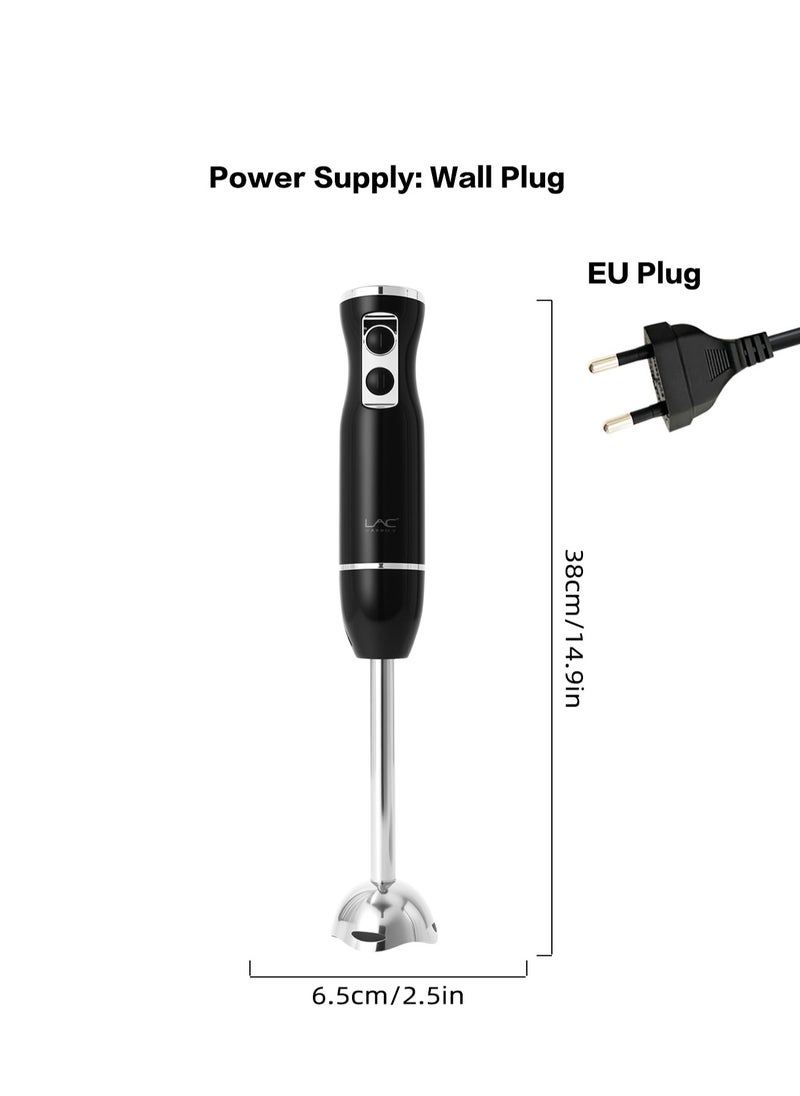 Hand Blender, 4 in 1 Blender, Hand Blender Electric 500W 2-Speed and Turbo Mode, Immersion Blender with 500ml Food Chopper, 600ml Container, Milk Frother, Egg Whisk, for Smoothie Sauces Food Soups