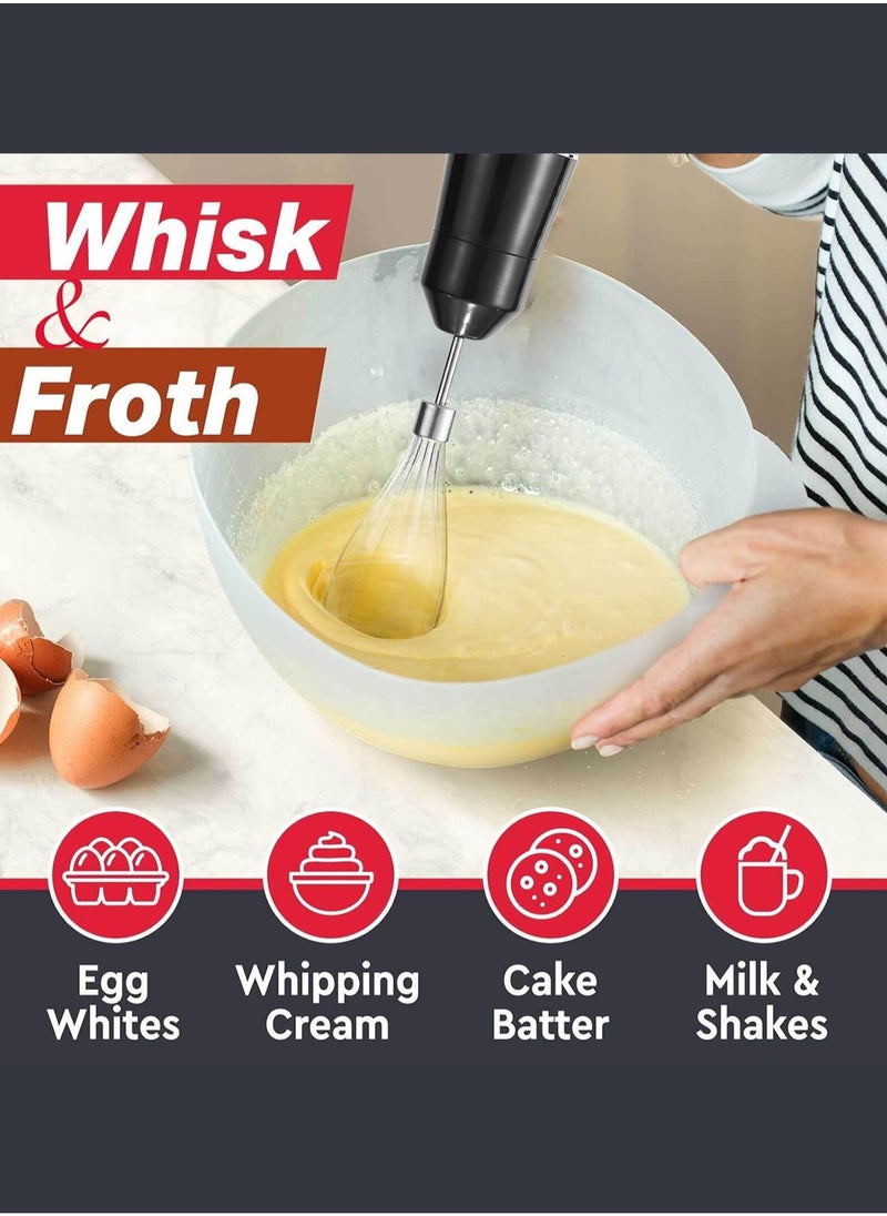 Hand Blender, 4 in 1 Blender, Hand Blender Electric 500W 2-Speed and Turbo Mode, Immersion Blender with 500ml Food Chopper, 600ml Container, Milk Frother, Egg Whisk, for Smoothie Sauces Food Soups