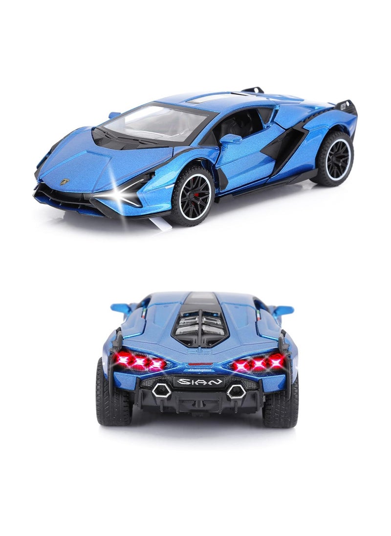 Simulation of Lamborghini Sian FKP37 Metal Model Car with Light and Sound Pull Back Toy Car for Boys Age 3 + Year Old