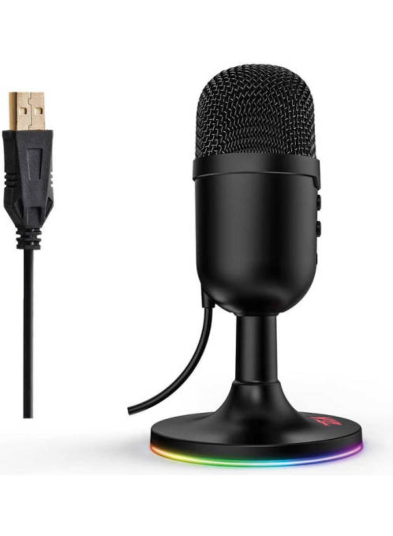 Puslar Streaming Microphone, Omni-Directional 360° Radio Reception, Volume Mute And Noise Cancelling Control, USB Plug Cable, 1.8m Cable Length, GM303