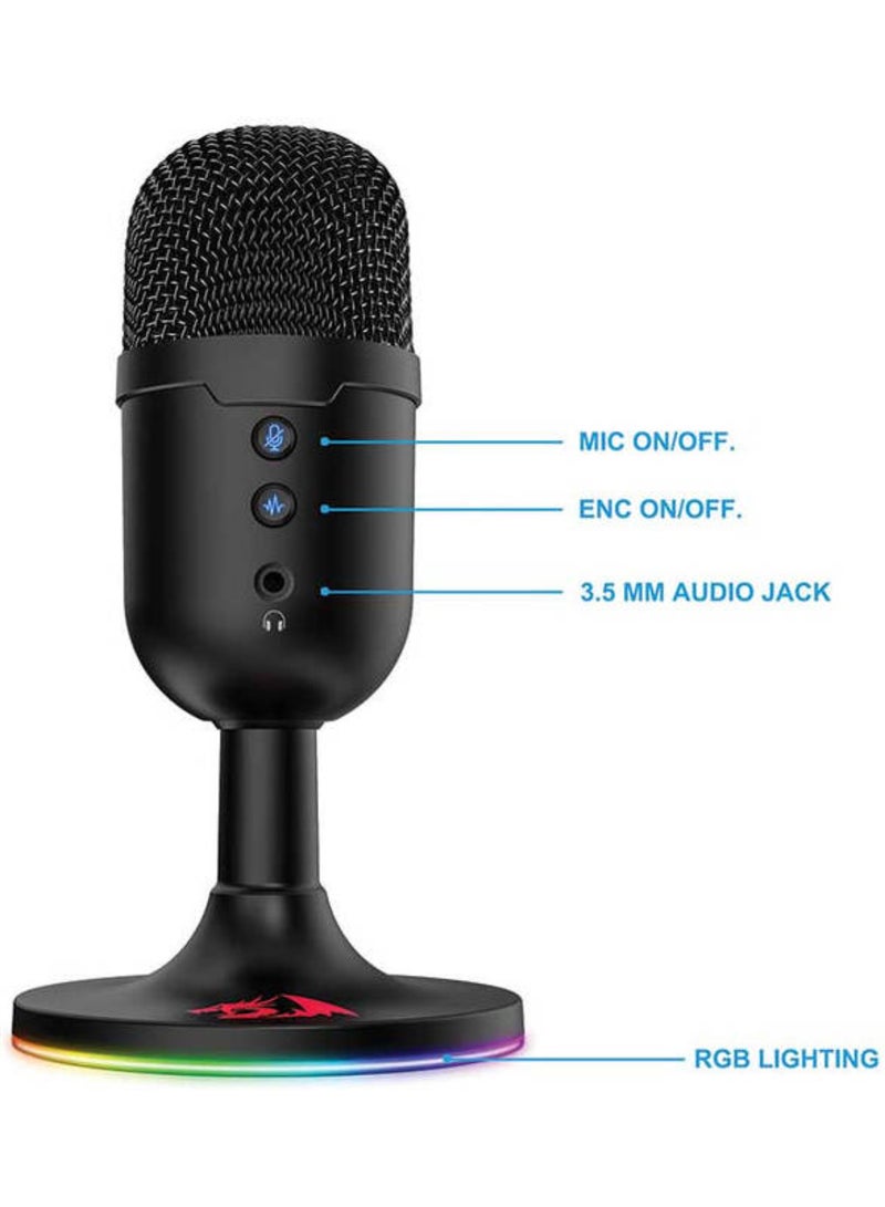 Puslar Streaming Microphone, Omni-Directional 360° Radio Reception, Volume Mute And Noise Cancelling Control, USB Plug Cable, 1.8m Cable Length, GM303