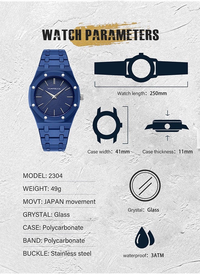 Plastic Watch Lightweight Polycarbonate Waterproof Wristwatch for Men & Women Minimalist Casual Design