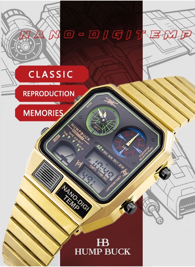 Multifunctional Stainless Steel Watch for Men with Dual Display and Classic Design