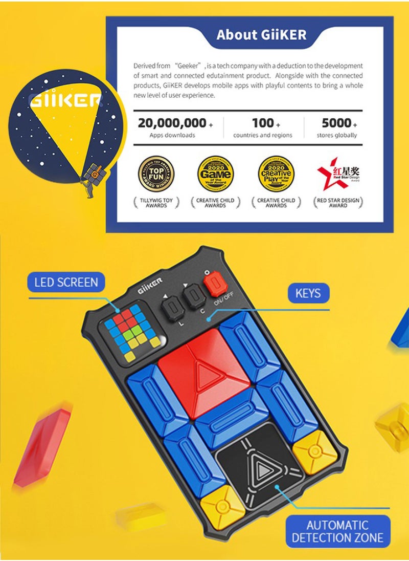 GiiKER Super Slide Puzzle Brain Teaser Games with 500+ Levels STEM Interactive Handheld Games Console, Educational Kid Teens Toys,Travel Relax Brain Game, Board Toys for Birthday Gifts for All Ages