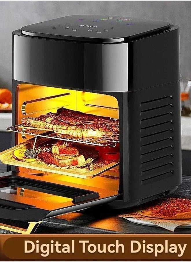 15L Air Fryer Oven, 1400W Electric Air Fryer, Family Rotisserie Oven with Digital LCD Touch Screen,6-in-1 Presets for Baking, Roasting, Dehydrating