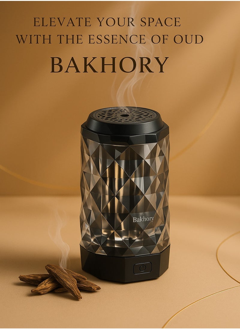 Oud Bakhoor Portable Incense Burner, Crystel Premium Design with Type-C Fast Charging, All Type of Oud, Wood, Bakhoor, Ideal for Home, Car, Office & Bedroom