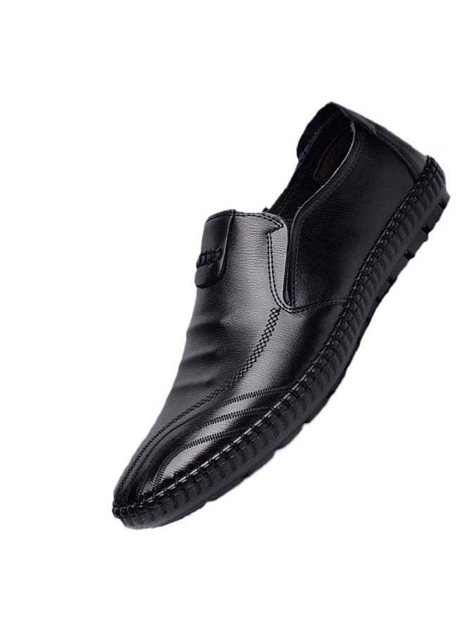 Men's Business Leather Shoes, Black Formal Shoes For Men, Round Toe Oxford Shoes, Stylish Classic Loafer, Comfortable Formal Loafer Shoes, Lightweight Walking Flats, Non Slip Work Shoes For Daddy Husband Boyfriend, Business Shoes For Daily Wear And Formal Occasions