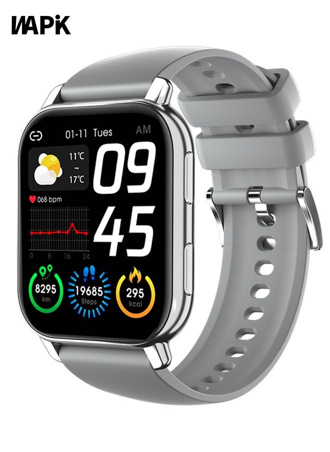 Korean Brand P5S Smart Watch,Business Smartwatch,Waterproof Fitness Watch, Bluetooth Calling,Smart watch for Men, Zinc Alloy Vacuum Plating, Heart Rate Monitoring,Smart watch for women Silver