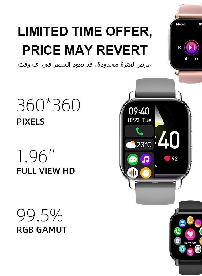 Korean Brand P5S Smart Watch,Business Smartwatch,Waterproof Fitness Watch, Bluetooth Calling,Smart watch for Men, Zinc Alloy Vacuum Plating, Heart Rate Monitoring,Smart watch for women Silver
