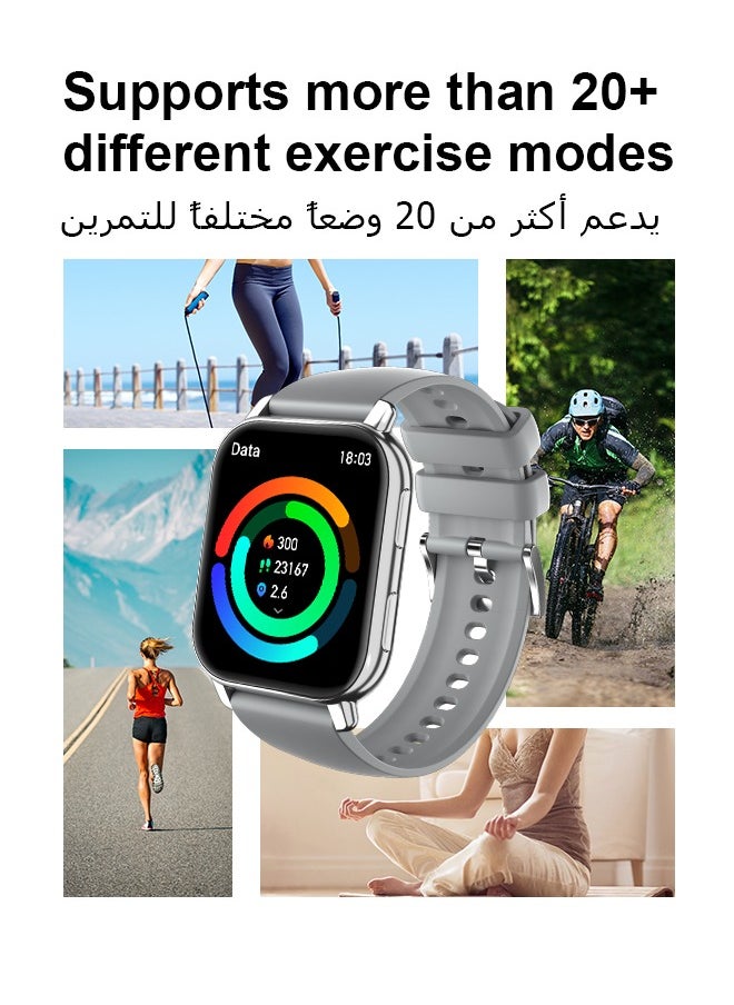 Korean Brand P5S Smart Watch,Business Smartwatch,Waterproof Fitness Watch, Bluetooth Calling,Smart watch for Men, Zinc Alloy Vacuum Plating, Heart Rate Monitoring,Smart watch for women Silver