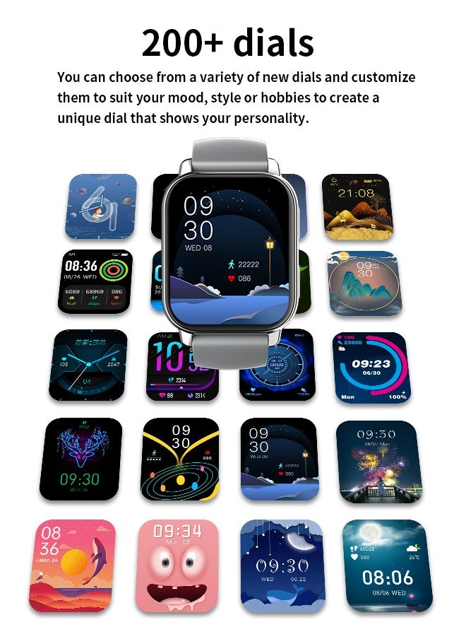 Korean Brand P5S Smart Watch,Business Smartwatch,Waterproof Fitness Watch, Bluetooth Calling,Smart watch for Men, Zinc Alloy Vacuum Plating, Heart Rate Monitoring,Smart watch for women Silver