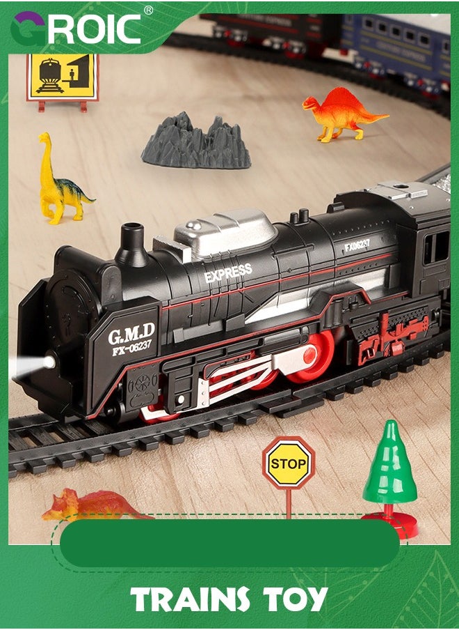 Train Set for Kids,Locomotive Train,Passenger Coach,Cargo Car & Long Tracks,Electric Train Railway Kits,Rechargeable Battery Toy Train