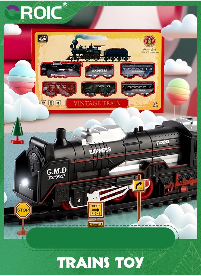 Train Set for Kids,Locomotive Train,Passenger Coach,Cargo Car & Long Tracks,Electric Train Railway Kits,Rechargeable Battery Toy Train