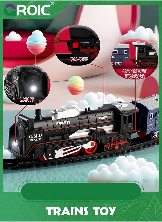Train Set for Kids,Locomotive Train,Passenger Coach,Cargo Car & Long Tracks,Electric Train Railway Kits,Rechargeable Battery Toy Train