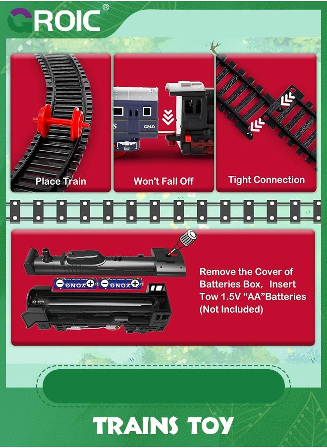 Train Set for Kids,Locomotive Train,Passenger Coach,Cargo Car & Long Tracks,Electric Train Railway Kits,Rechargeable Battery Toy Train