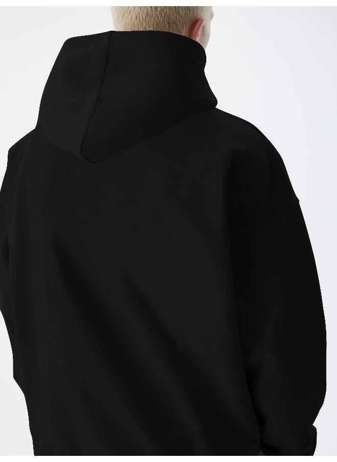 Mens Solid Full Sleeve Black Hoodie Fleece Sweatshirt