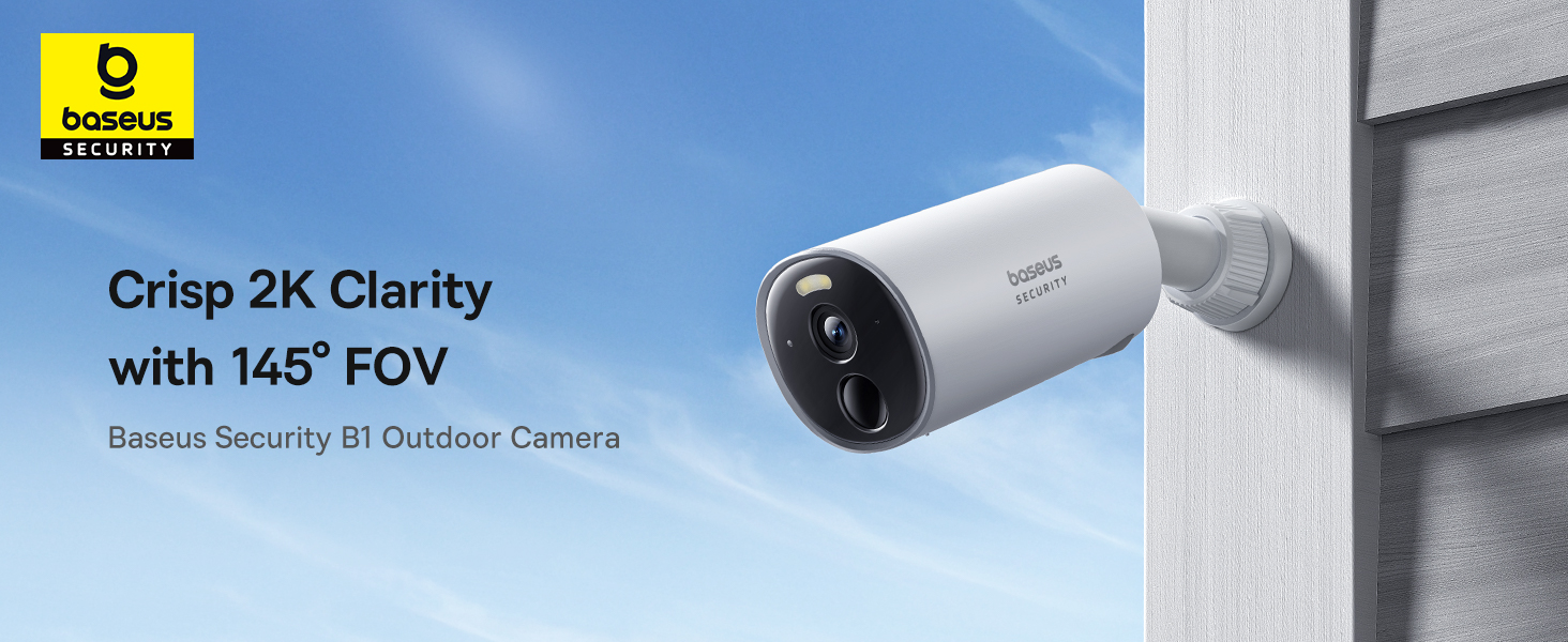 Outdoor Wireless Security Camera, B1 SoloCam 2K, 145° Wide Viewing Angle, 210 Days Battery Life, IP67 Waterproof Rating, 8GB Built-in Local Storage, Color Night Vision, No Monthly Subscription Fee, Works with Google Assistant and Amazon Alexa, Remote Management via APP