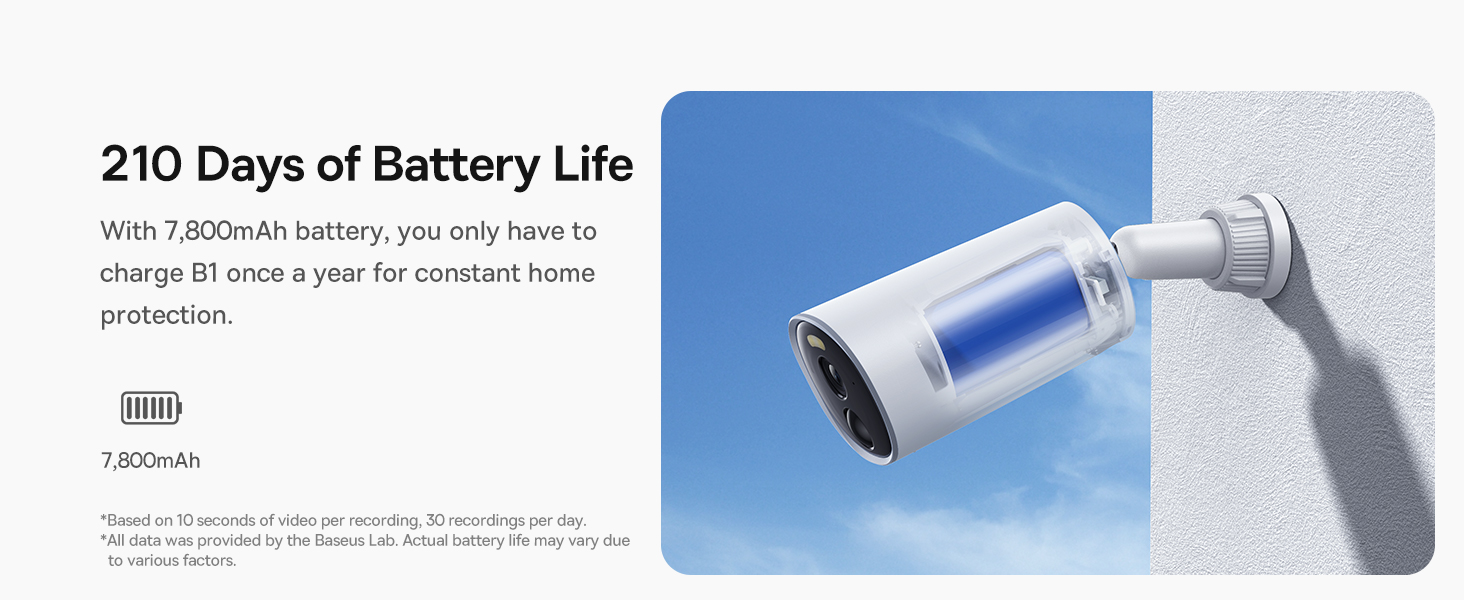 Outdoor Wireless Security Camera, B1 SoloCam 2K, 145° Wide Viewing Angle, 210 Days Battery Life, IP67 Waterproof Rating, 8GB Built-in Local Storage, Color Night Vision, No Monthly Subscription Fee, Works with Google Assistant and Amazon Alexa, Remote Management via APP