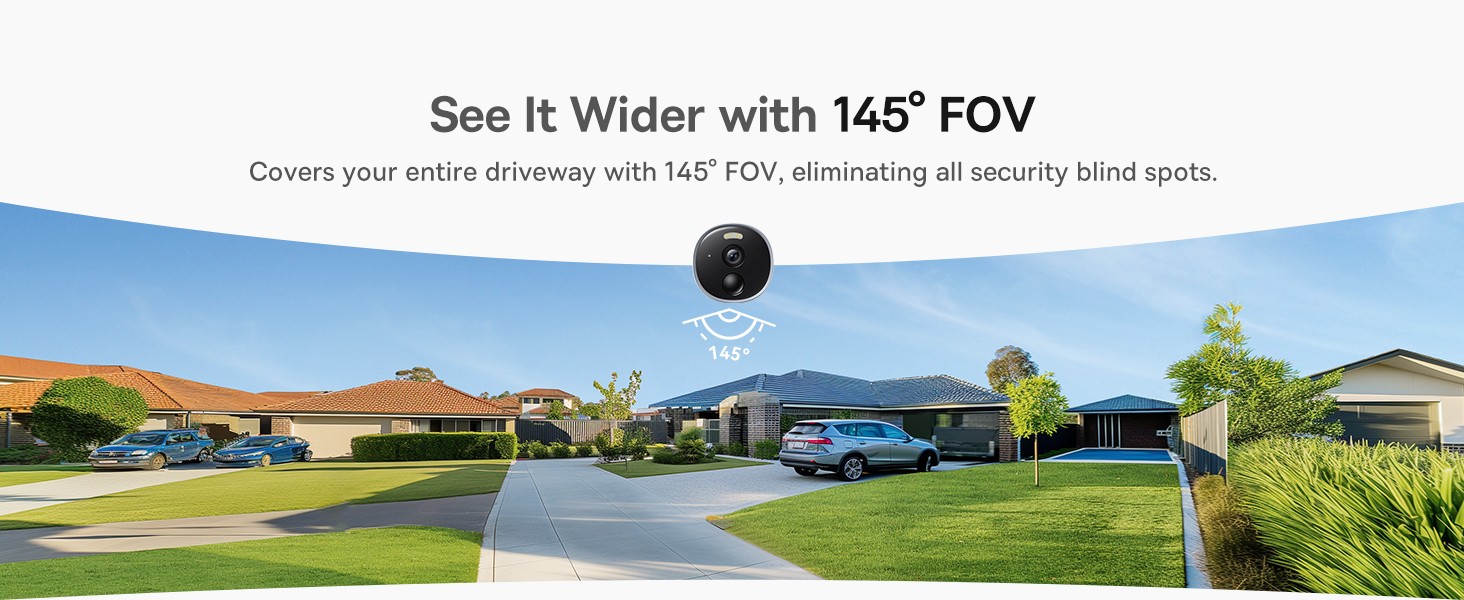 Outdoor Wireless Security Camera, B1 SoloCam 2K, 145° Wide Viewing Angle, 210 Days Battery Life, IP67 Waterproof Rating, 8GB Built-in Local Storage, Color Night Vision, No Monthly Subscription Fee, Works with Google Assistant and Amazon Alexa, Remote Management via APP
