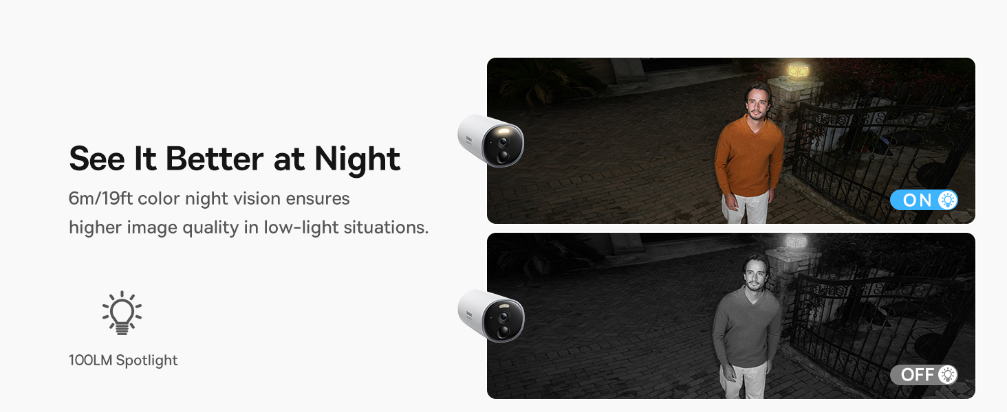 Outdoor Wireless Security Camera, B1 SoloCam 2K, 145° Wide Viewing Angle, 210 Days Battery Life, IP67 Waterproof Rating, 8GB Built-in Local Storage, Color Night Vision, No Monthly Subscription Fee, Works with Google Assistant and Amazon Alexa, Remote Management via APP