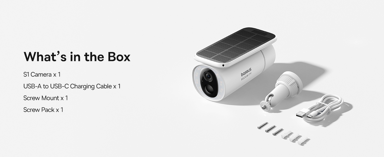 Outdoor Solar Security Camera Solocam S1 Wireless, 2K HD Resolution, 145° Ultra-Wide Viewing Angle, 8GB Built-in Storage, Enhanced Color Night Vision, Continuous Solar Power, No Subscription Required, Smart App Control, Waterproof & Weatherproof