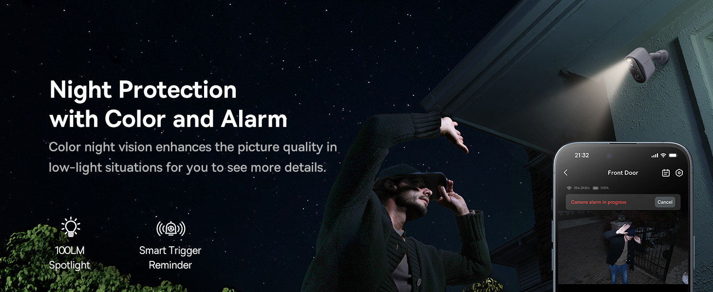 Wireless Security Camera, HD CCTV Camera, 2K Smart Outdoor Security Camera, Night Vision, Spotlight & Alert, 2-Way Audio, Home Security Camera Without Subscription, 16TB Expandable Local Storage, 210 Days Battery Life, Waterproof & Dustproof, Remote Viewing Camera, Smart Home Security Camera, No Monthly Fee, Works with Alexa & Google Home for Best Monitoring & Protection