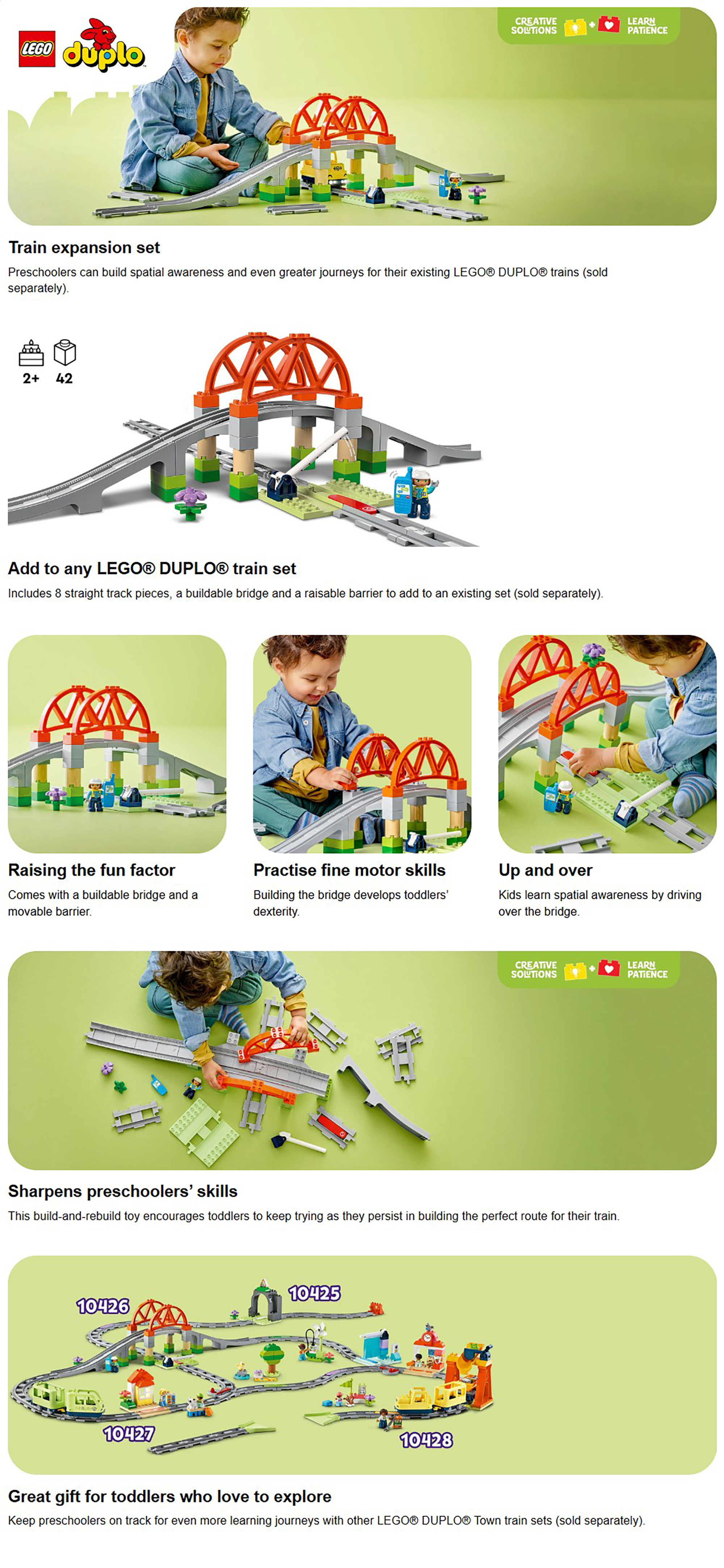 DUPLO Train Bridge and Tracks Expansion Set Toy 10426 (Age 2+, 42 Pieces)