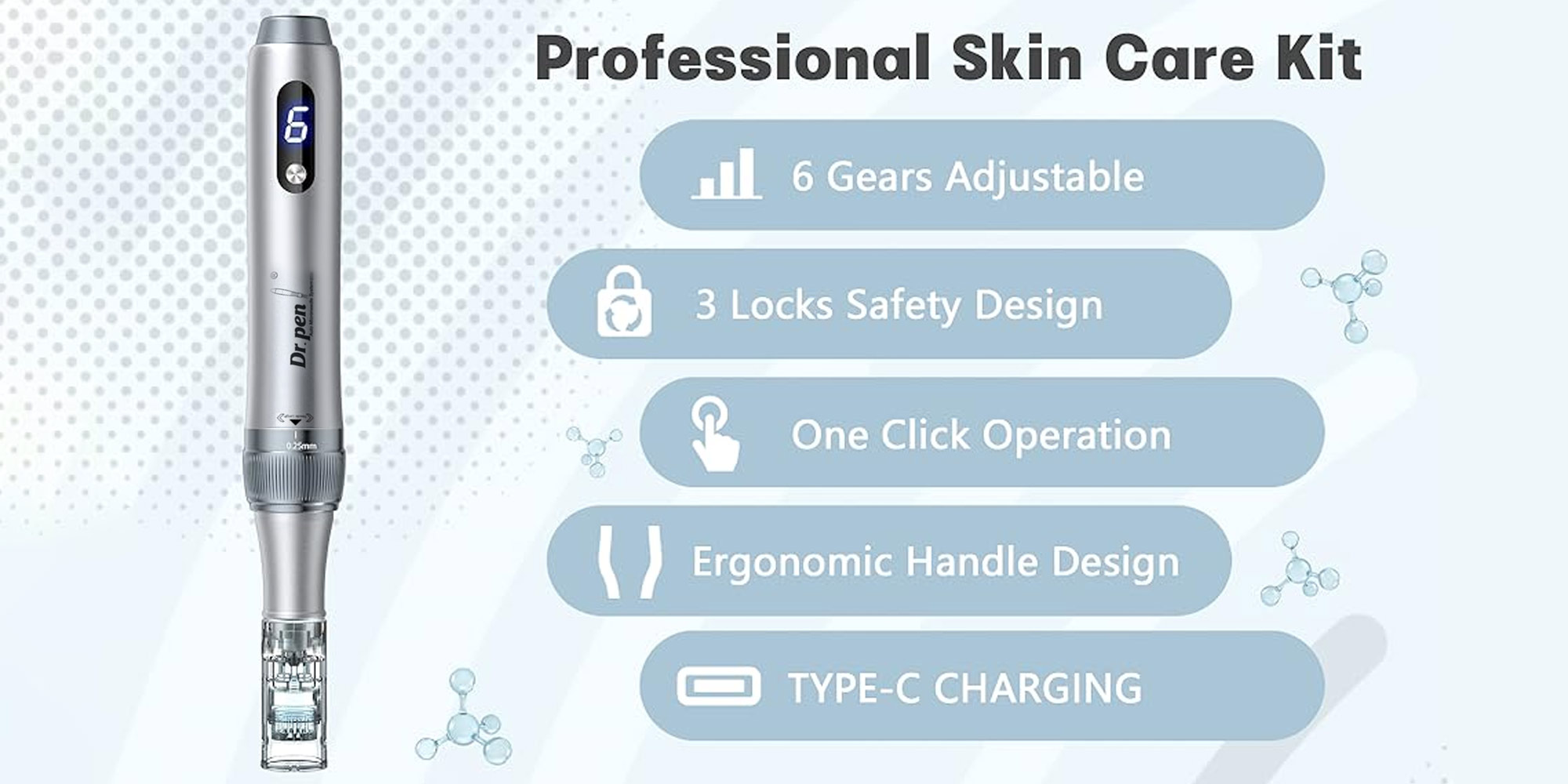 Dr.Pen M7S Microneedle Roller Set – Home Treatment for Acne Scars and Hair Growth | 10 pcs 36-pin Needles + 10 pcs 16-pin Needles, Compatible with M8 Needles