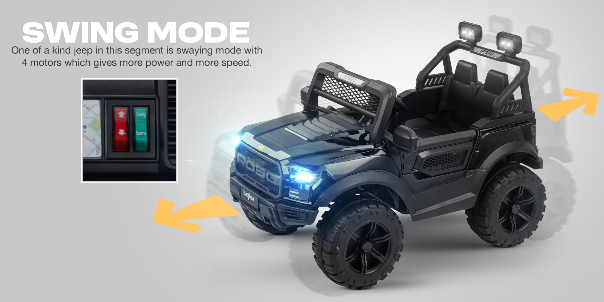 Bronco Battery Operated Jeep for Kids Rechargeable Battery Car for Kids with Music Led Light Ride On Kids Car Jeep Racing Baby Car Electric Car for Kids Children 2 to 7 Years Boy Girl Blue